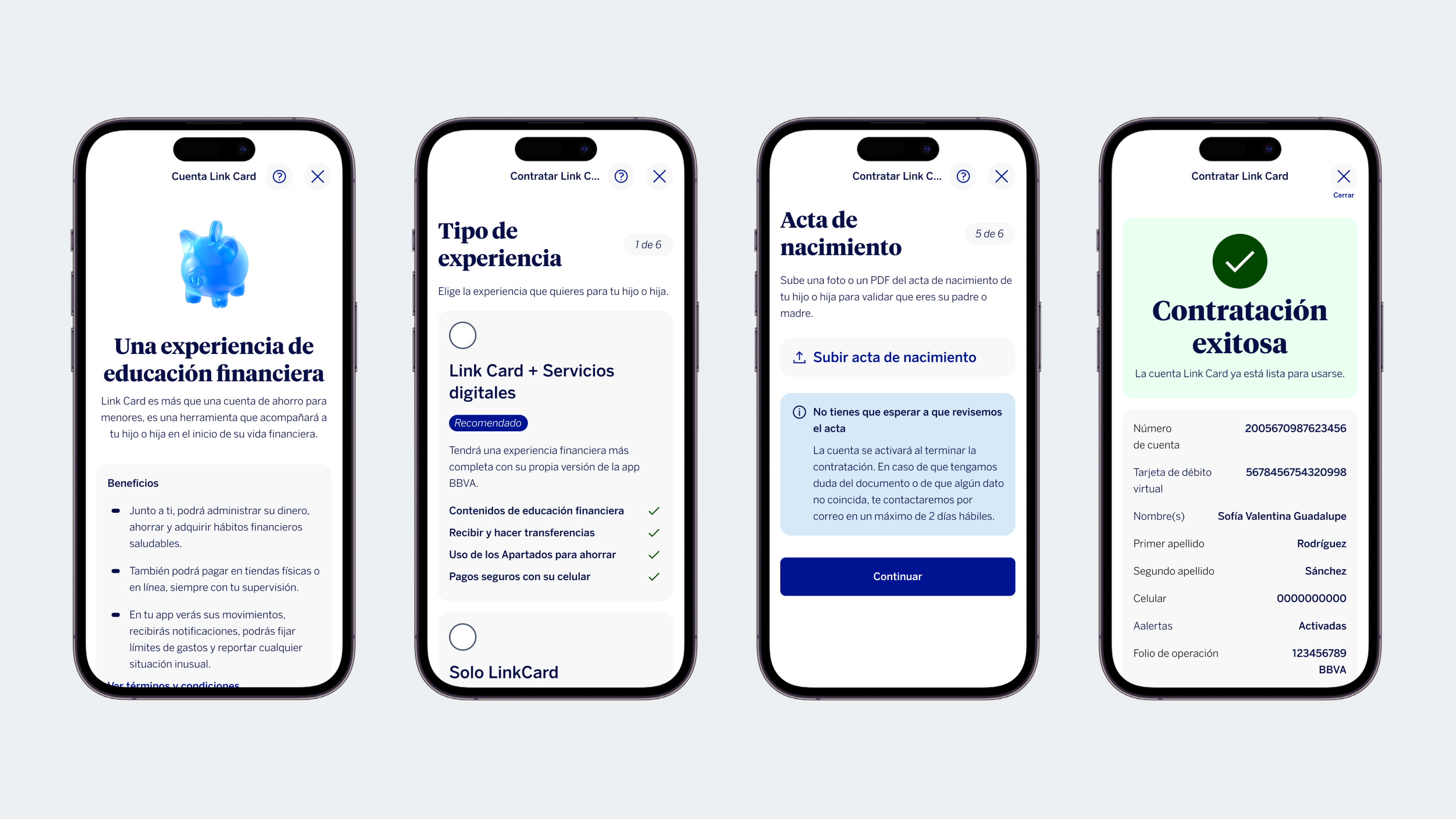 Mockups del proceso de contratación