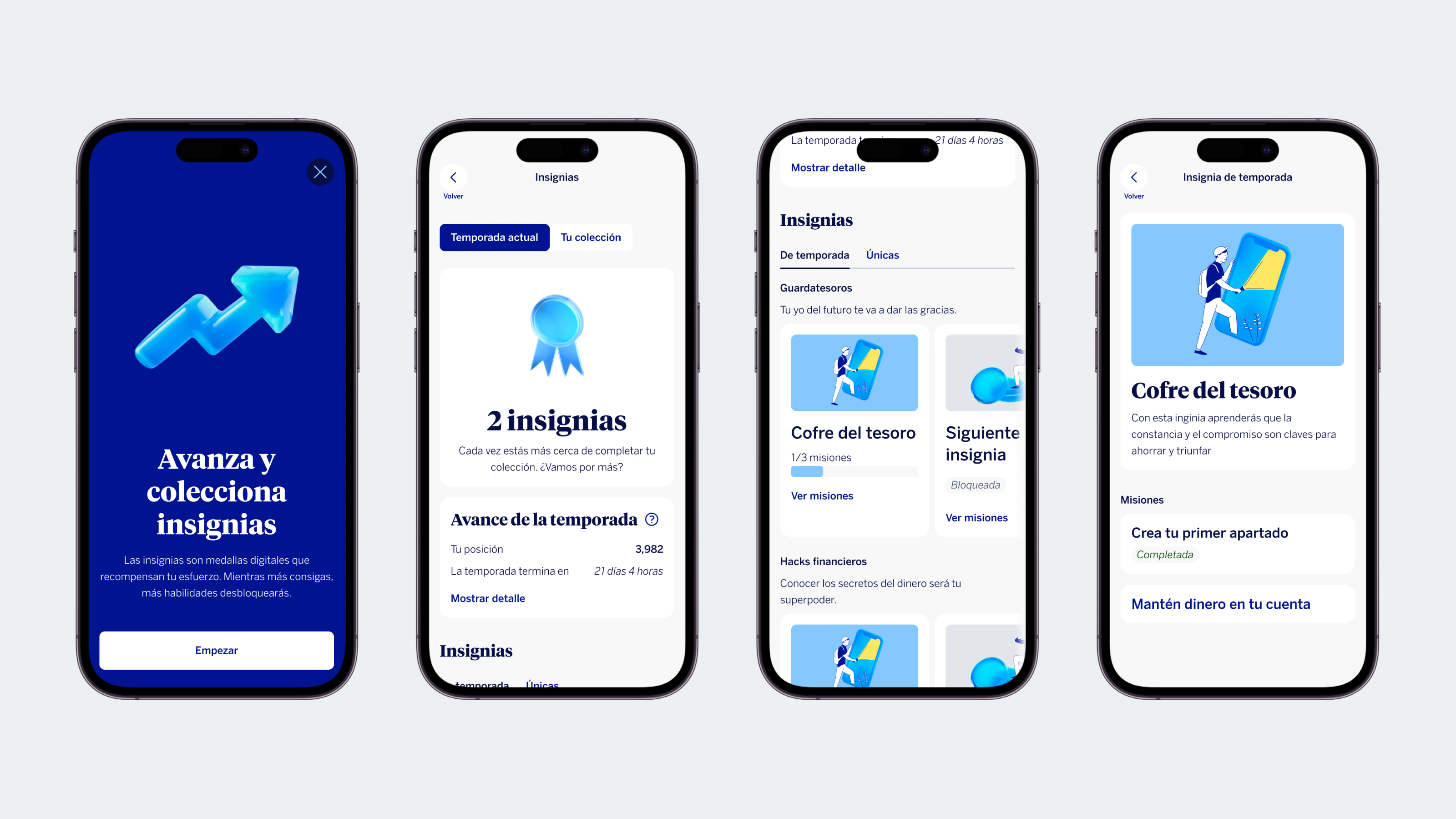 Mockups del módulo gamificado de retos