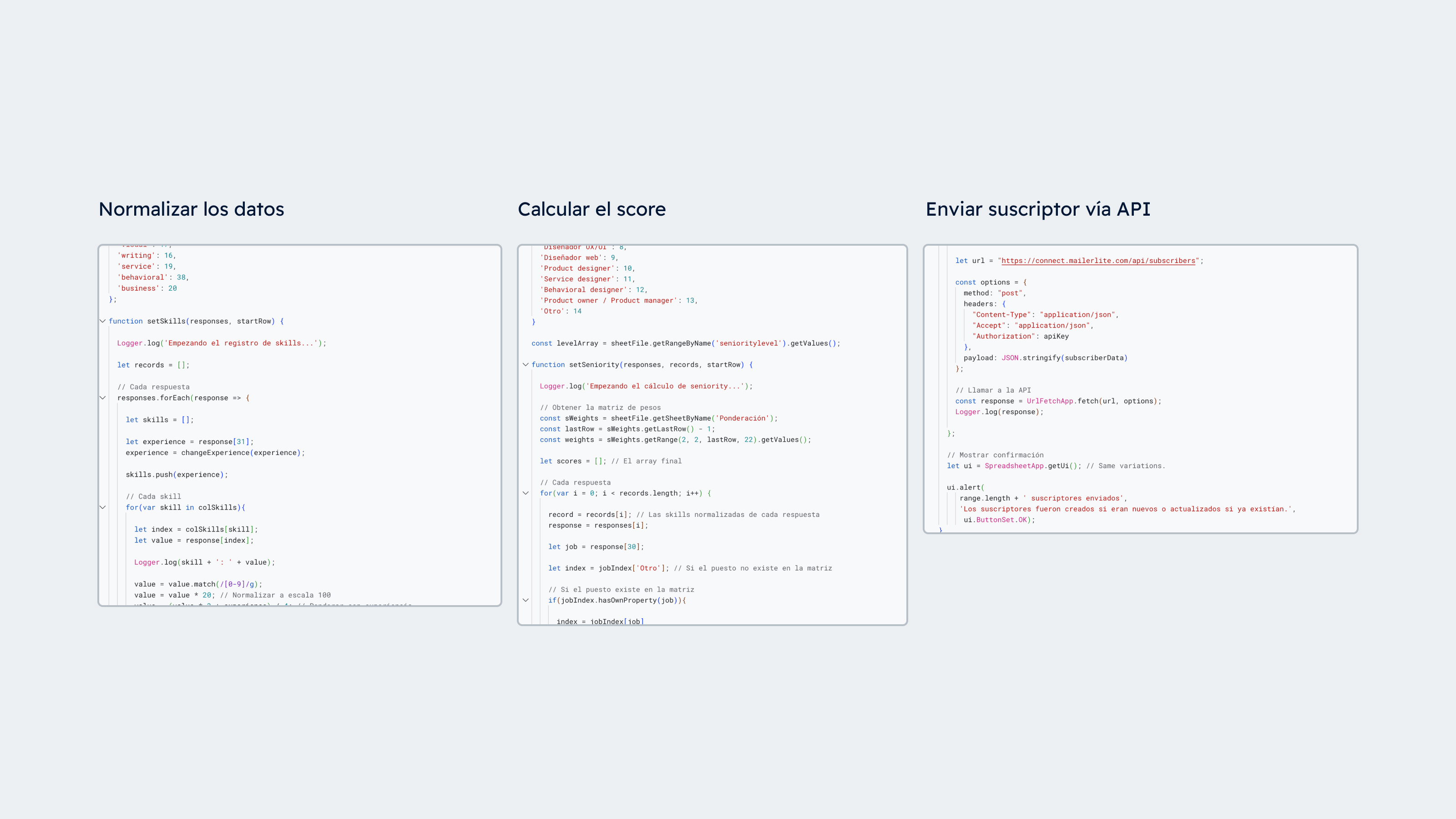 Ejemplos de los scripts que ejecutan el proceso automatizado