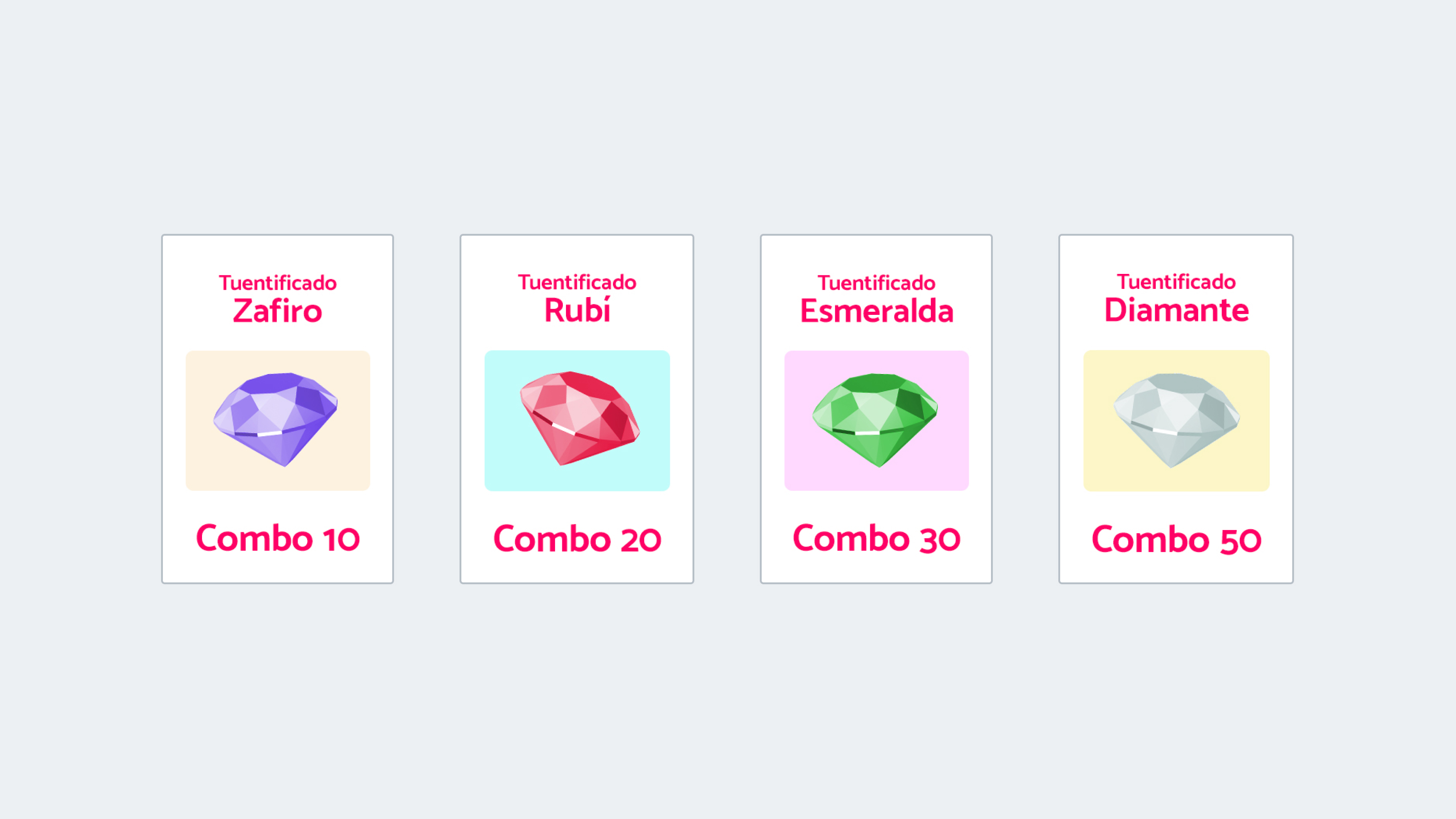 4 niveles de recompensas: Zafiro, Rubí, Esmeralda y Diamante