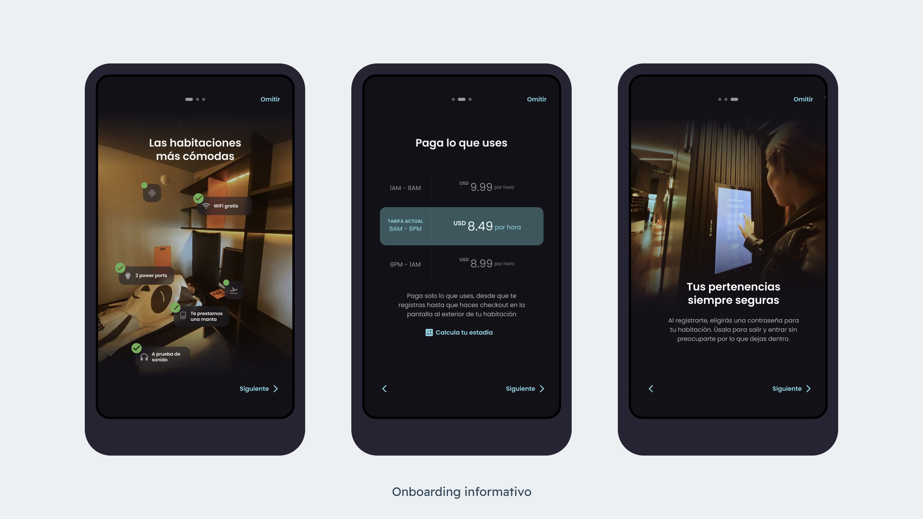 Vistas del onboarding informativo