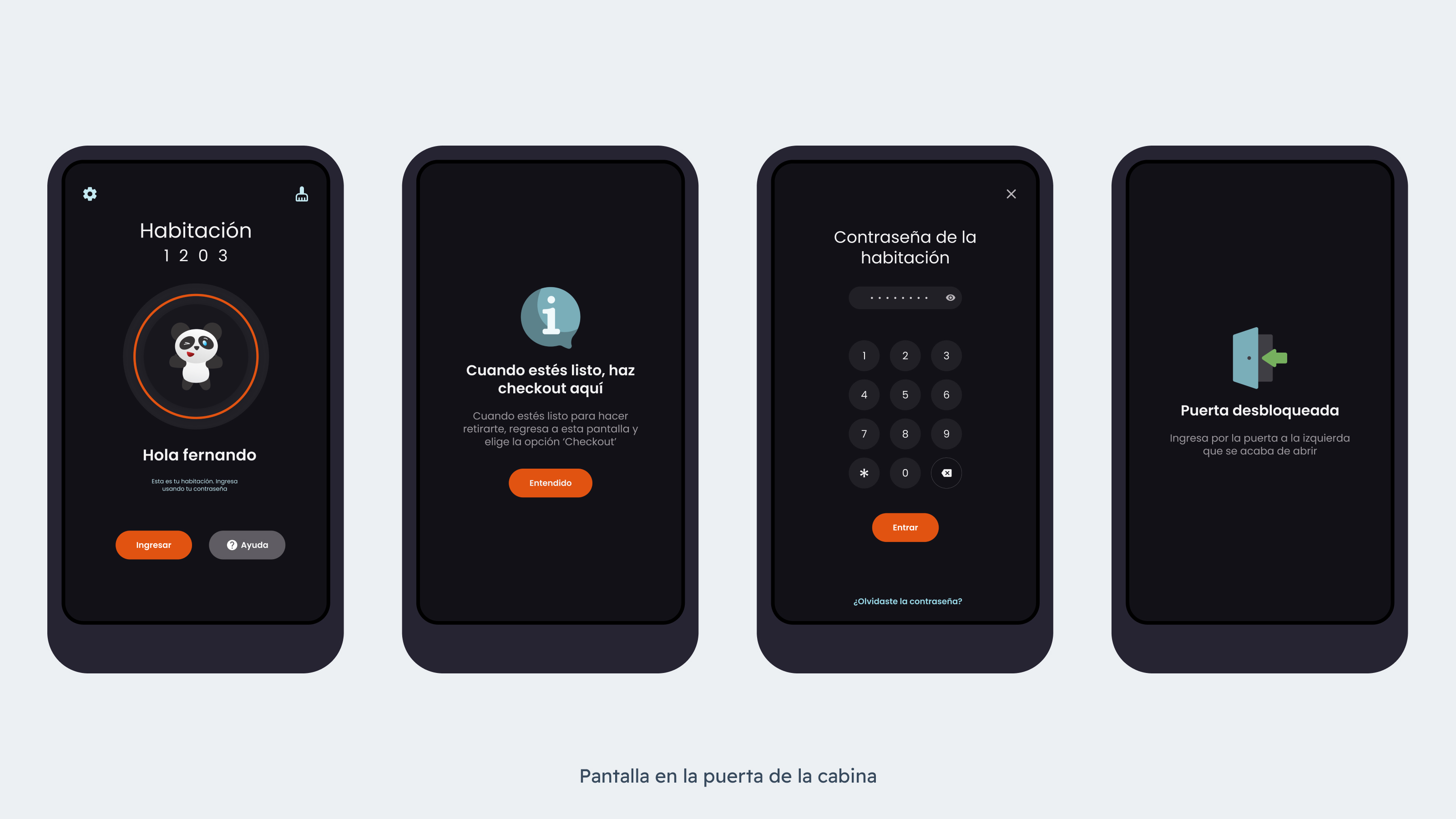Vistas de la pantalla en la puerta de la cabina